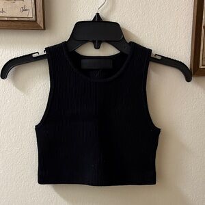 Essentials Black Ribbed knit cropped Tank Top